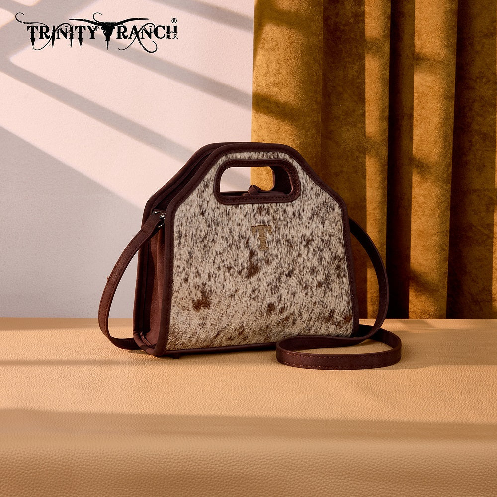 Trinity Ranch Genuine Cowhide Tophandle Satchel Crossbody Purse