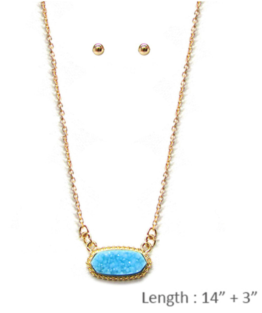Anelise Druzy Necklace In Goldtone with Matching Earrings