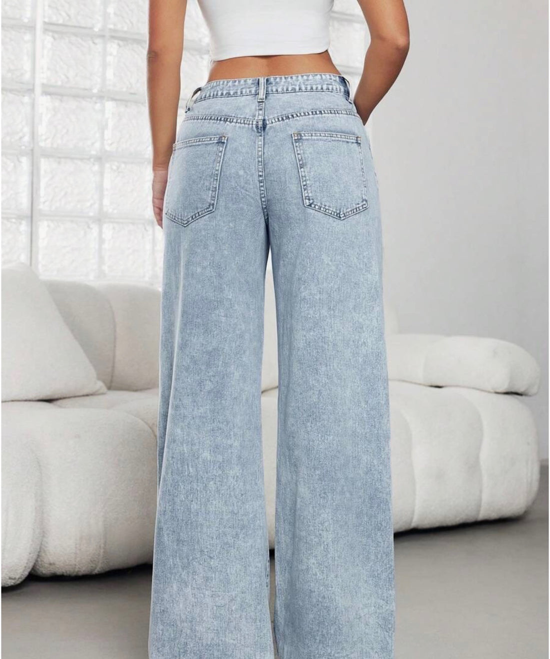 Low Waist Casual Jeans with Heart Embroidery