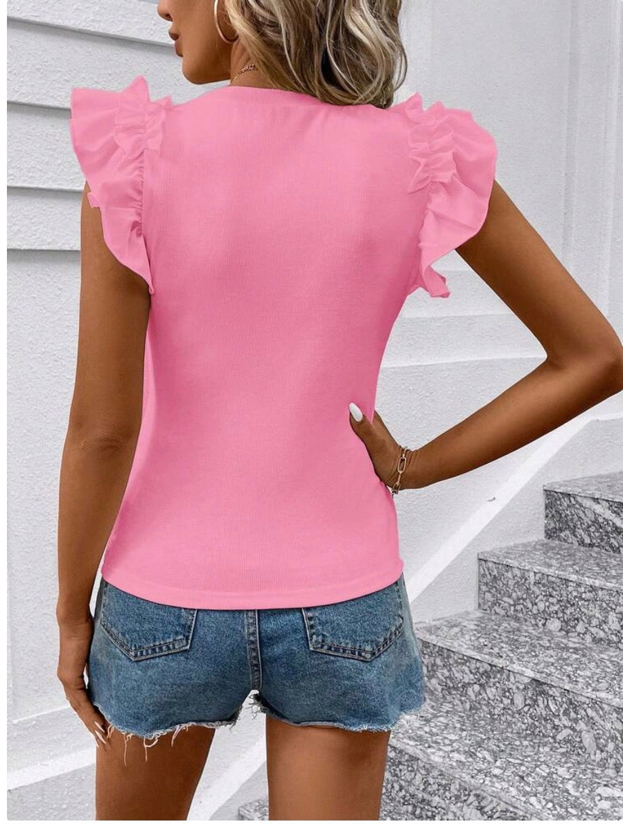 Classy Solid Color Cap Sleeve Top