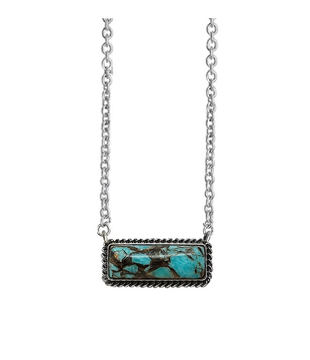 Blue Turquoise with Gold Flecks Pendant Necklace