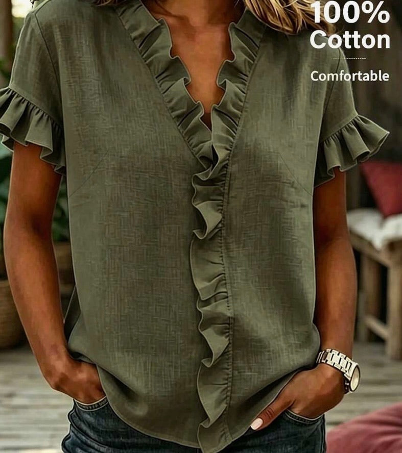 Casual Cotton Daily Ruffle Top