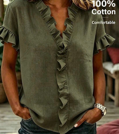 Casual Cotton Daily Ruffle Top