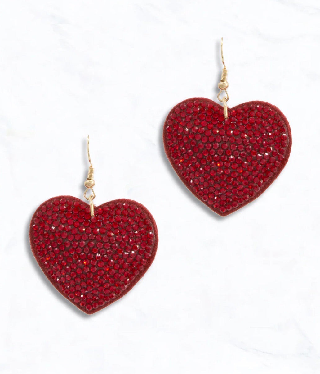 Rhinestone Cushion Heart Earrings