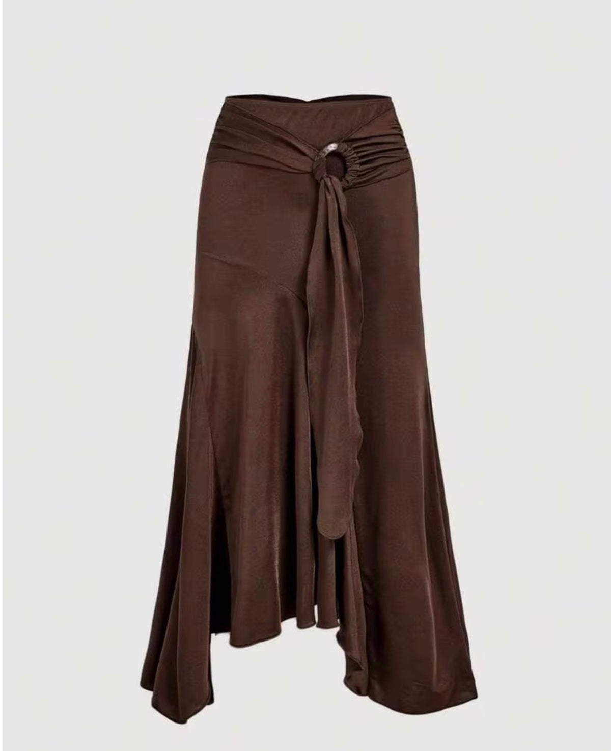High Waist Midi Tie Wrap Skirt