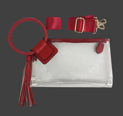 Clear Stadium Style Wristlet Clutch with Guitar Strap