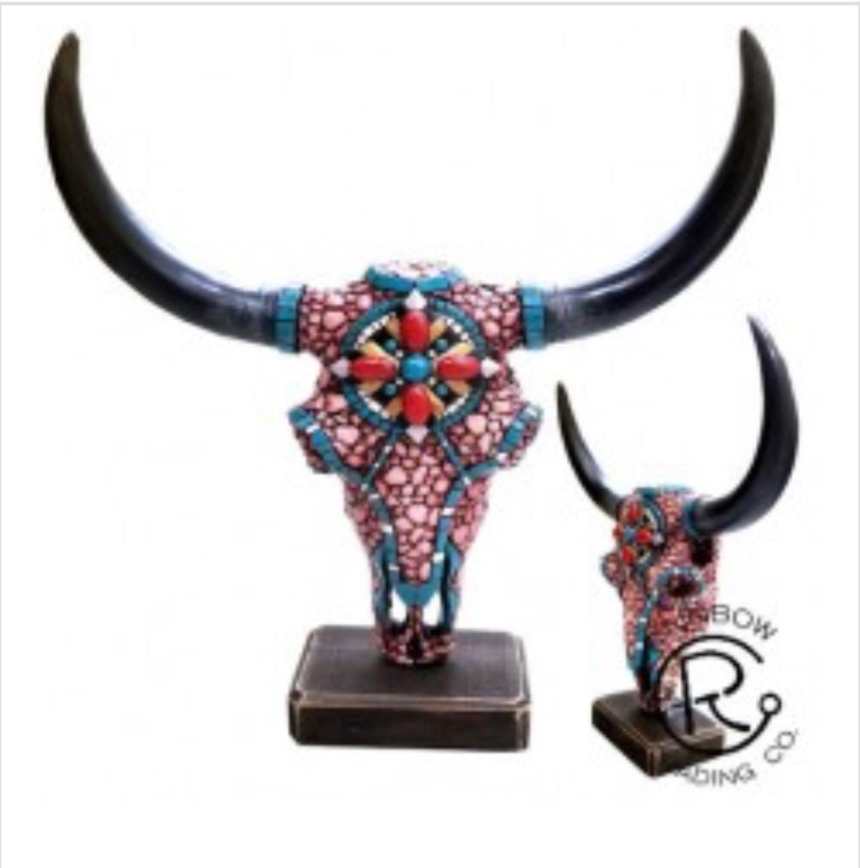 Standing Resin Longhorn Decor
