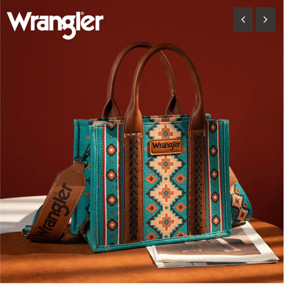 Wrangler Southwestern Print Small Canvas Crossbody Tote