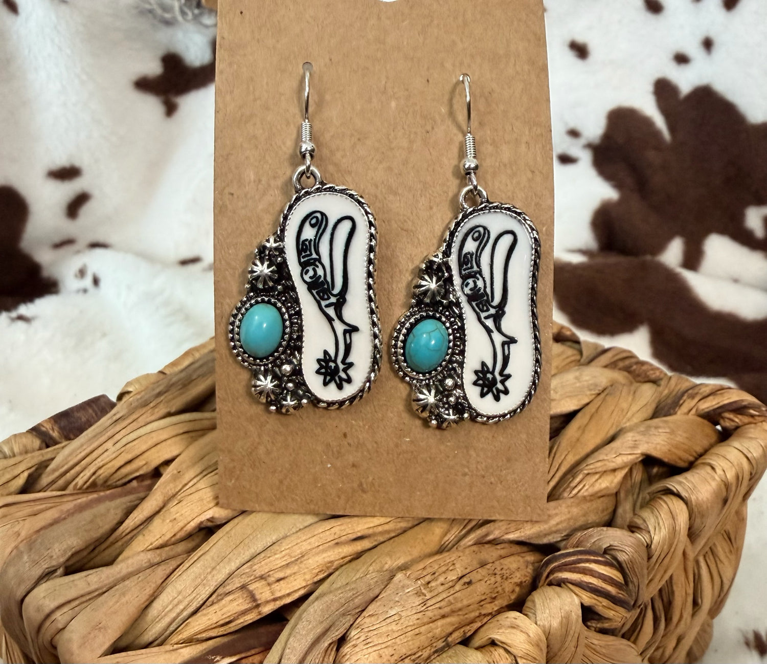 White Spur Dangle Earrings