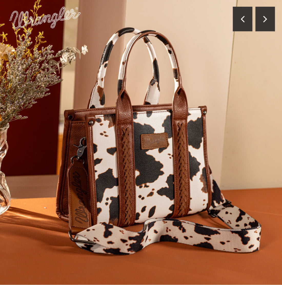 Wrangler Cow Print Conceal Carry Crossbody Tote