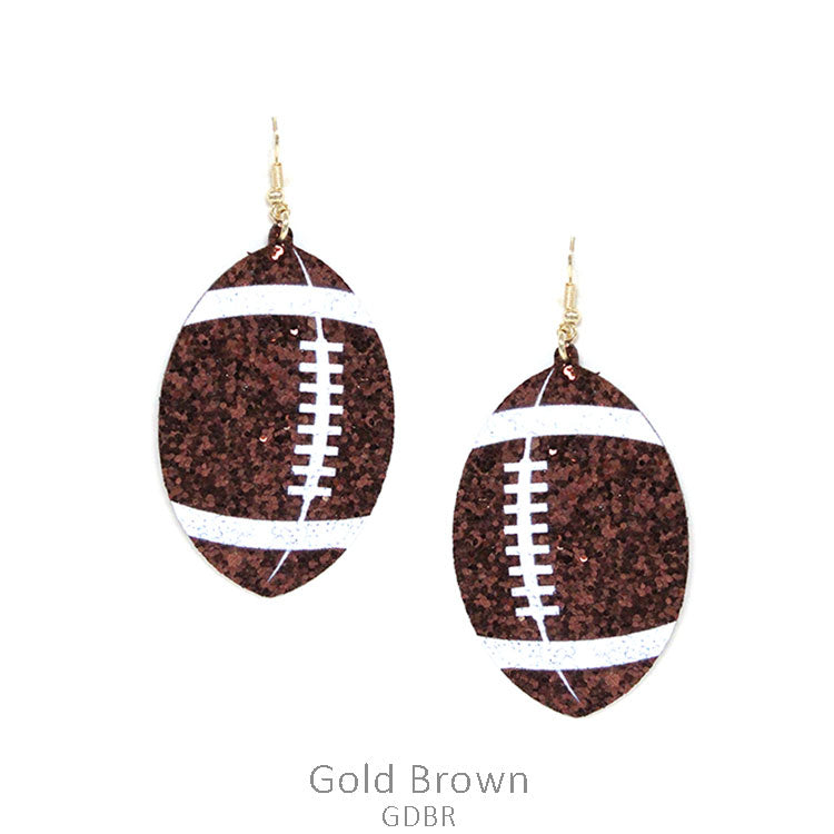 Women’s Sparkling Leather Football Dangle Earrings