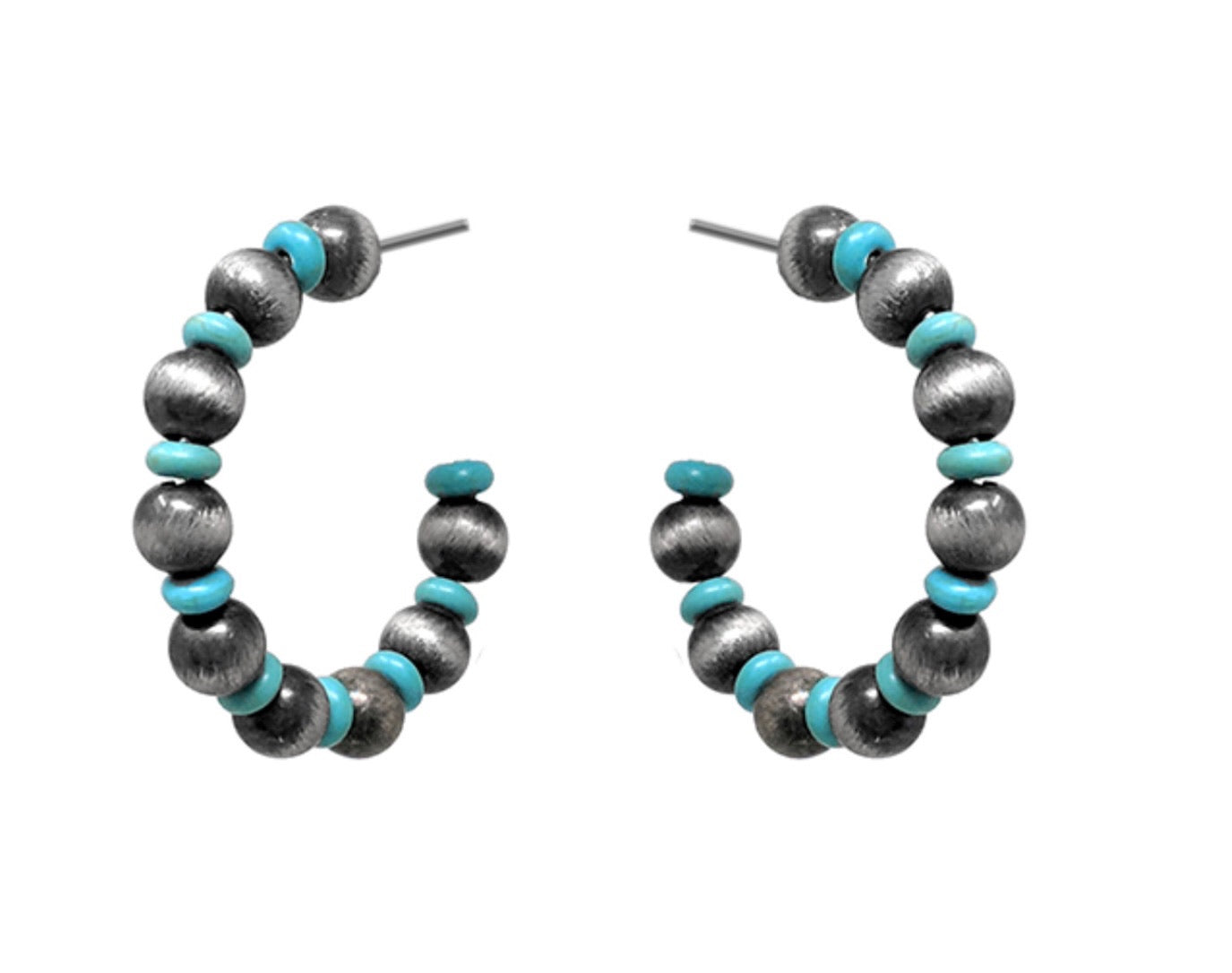 Navajo and Turquoise Hoop Earrings