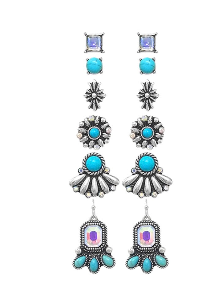 6 pc. Iridescent Burst Studs