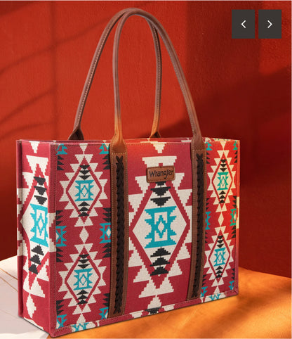 Wrangler Southwestern Dual Sided Print Canvas Tote