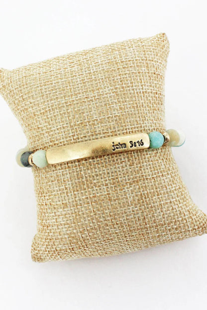 Crystal Avenue Goldtone Semi-Precious Stone Stretch Bracelets