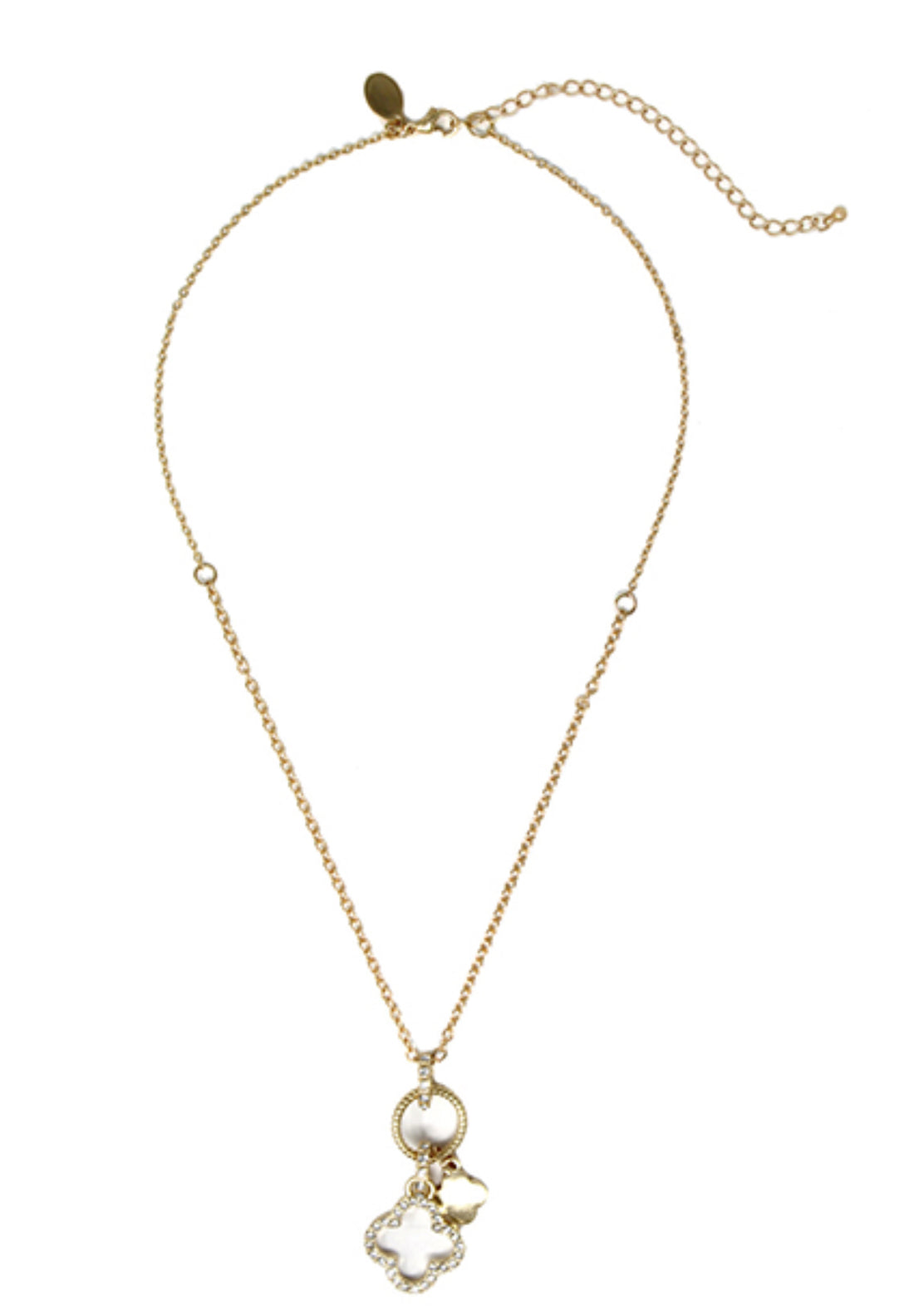 Duo Pavé Clover Charm Pendant Necklace