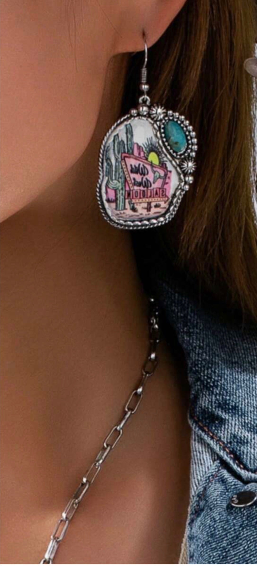 Wild West Saloon Turquoise Dangle Earrings
