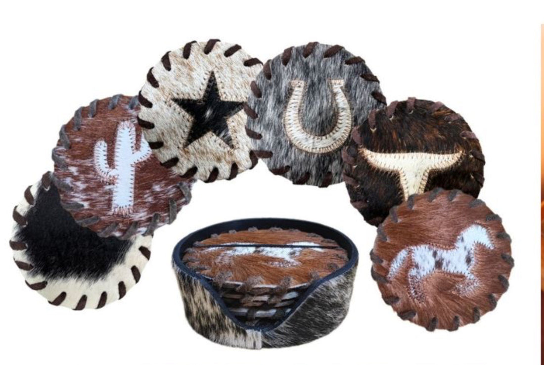 Genuine Leather Drink Coasters with Holder