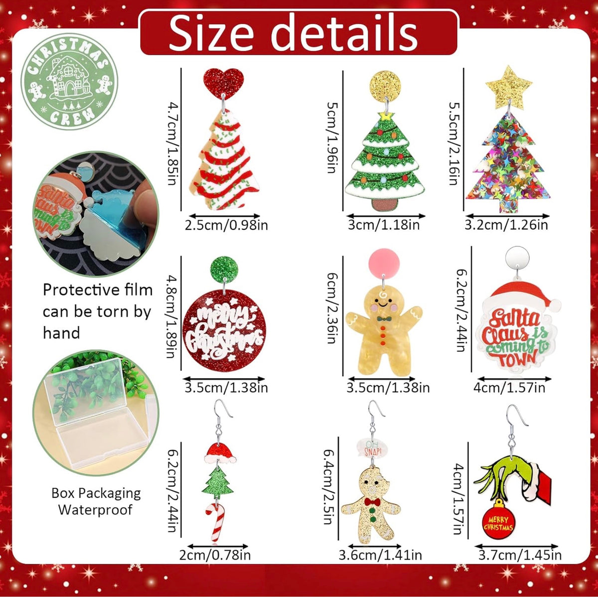 Acrylic Christmas Earrings