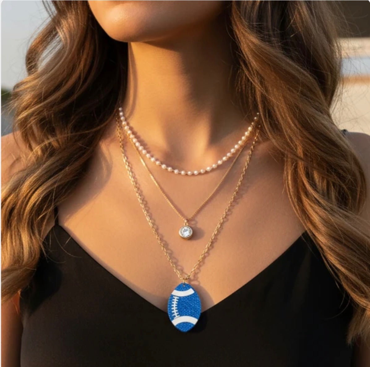 Layered Football Necklace
