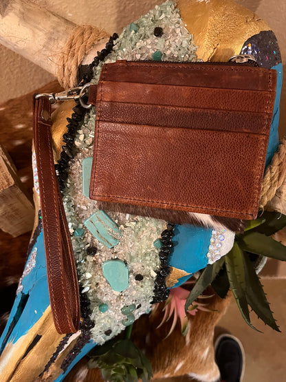 Cowhide &amp; Leather Wristlet Wallet