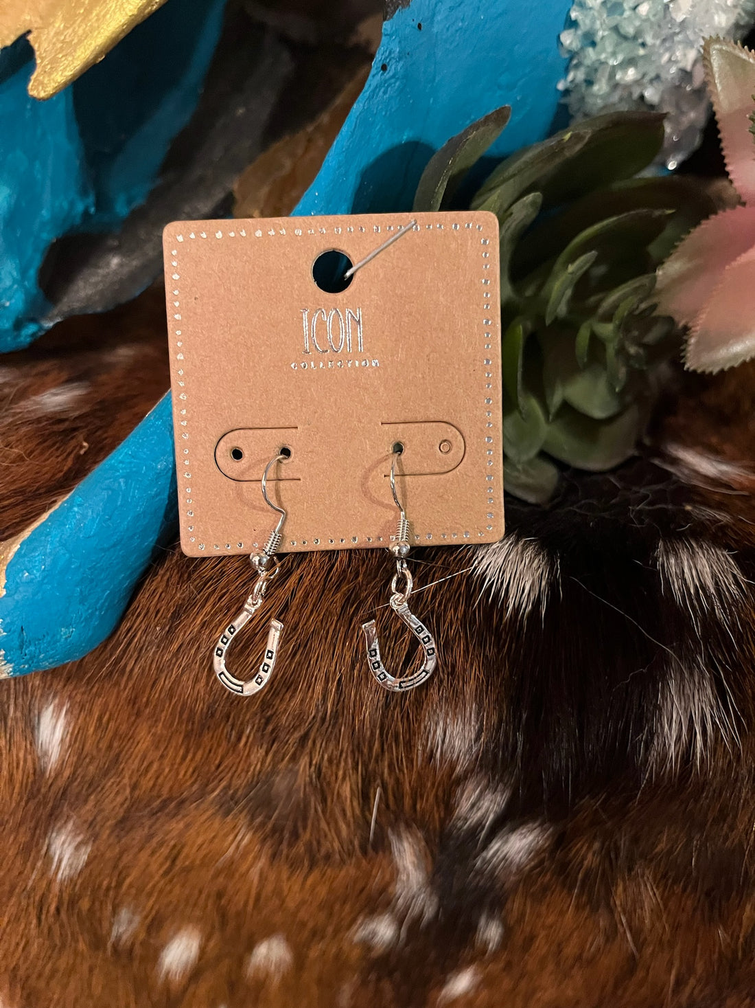 Western Style Small Silver Dangle Earrings