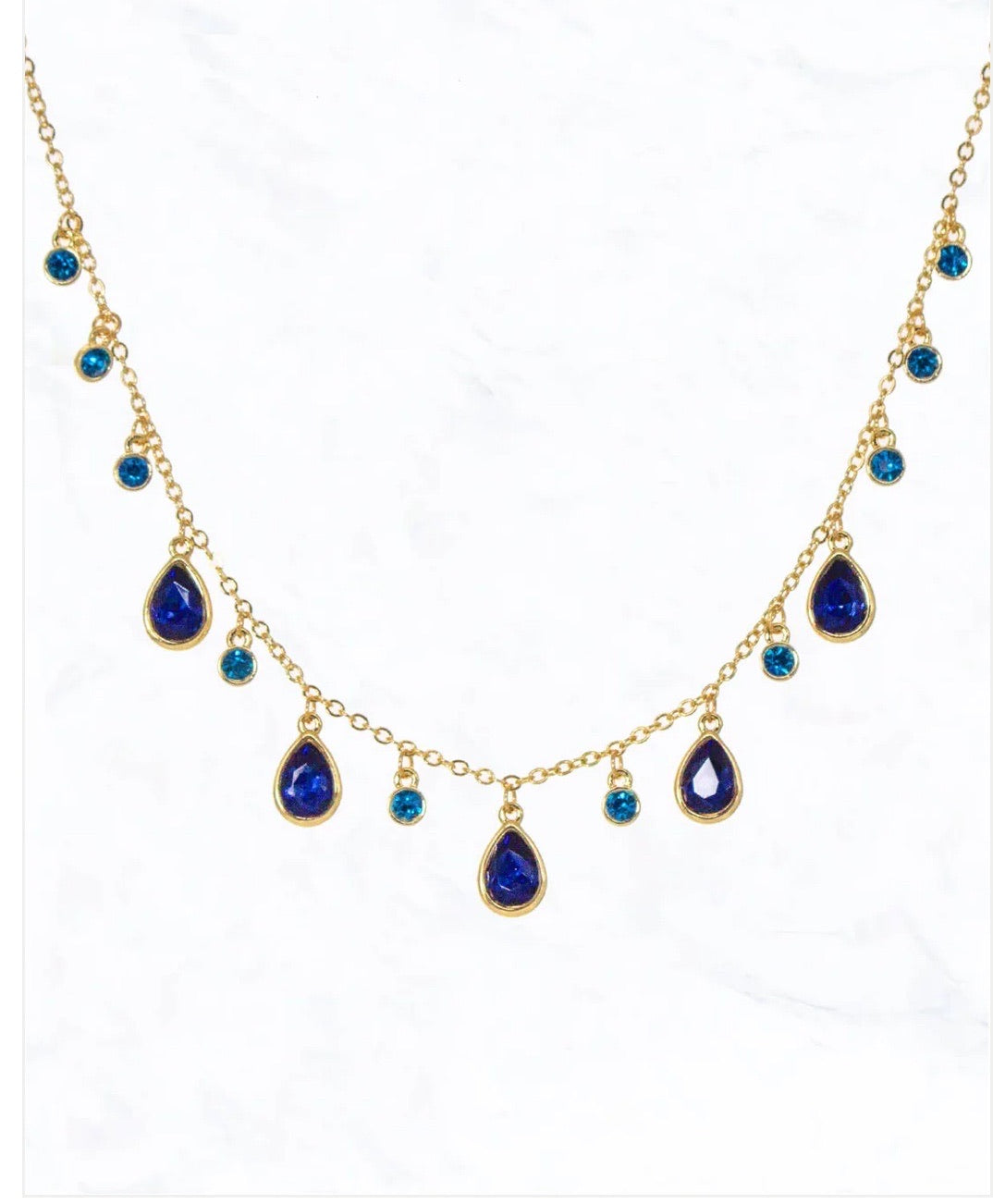 Teardrop Round Glass Dangle Necklace