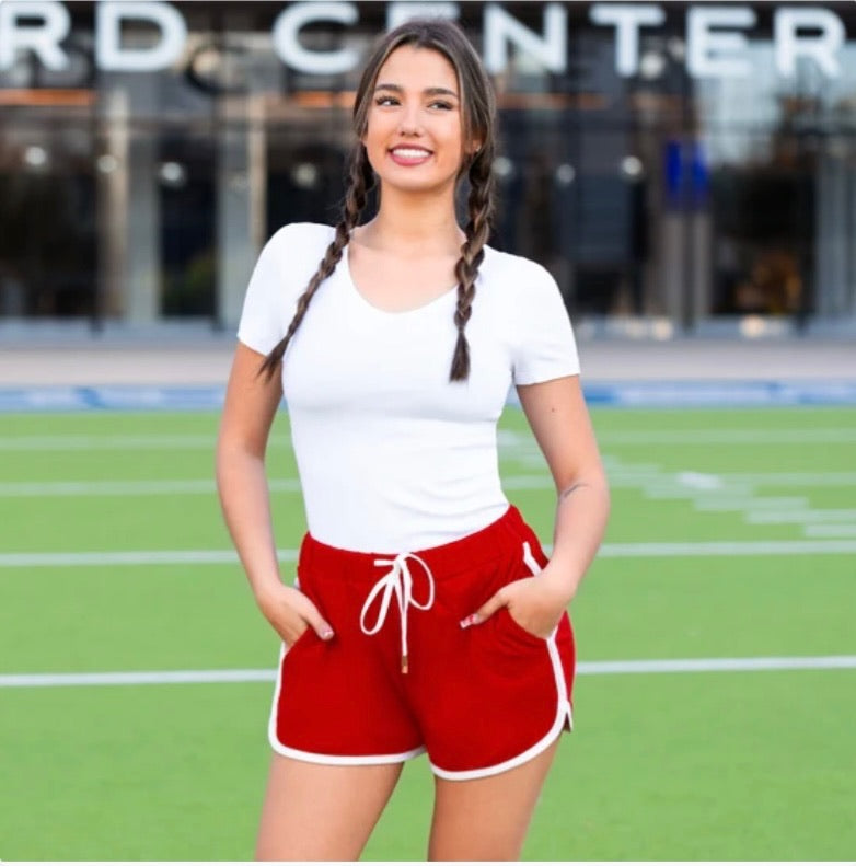 High Waisted Varsity Shorts with Pockets