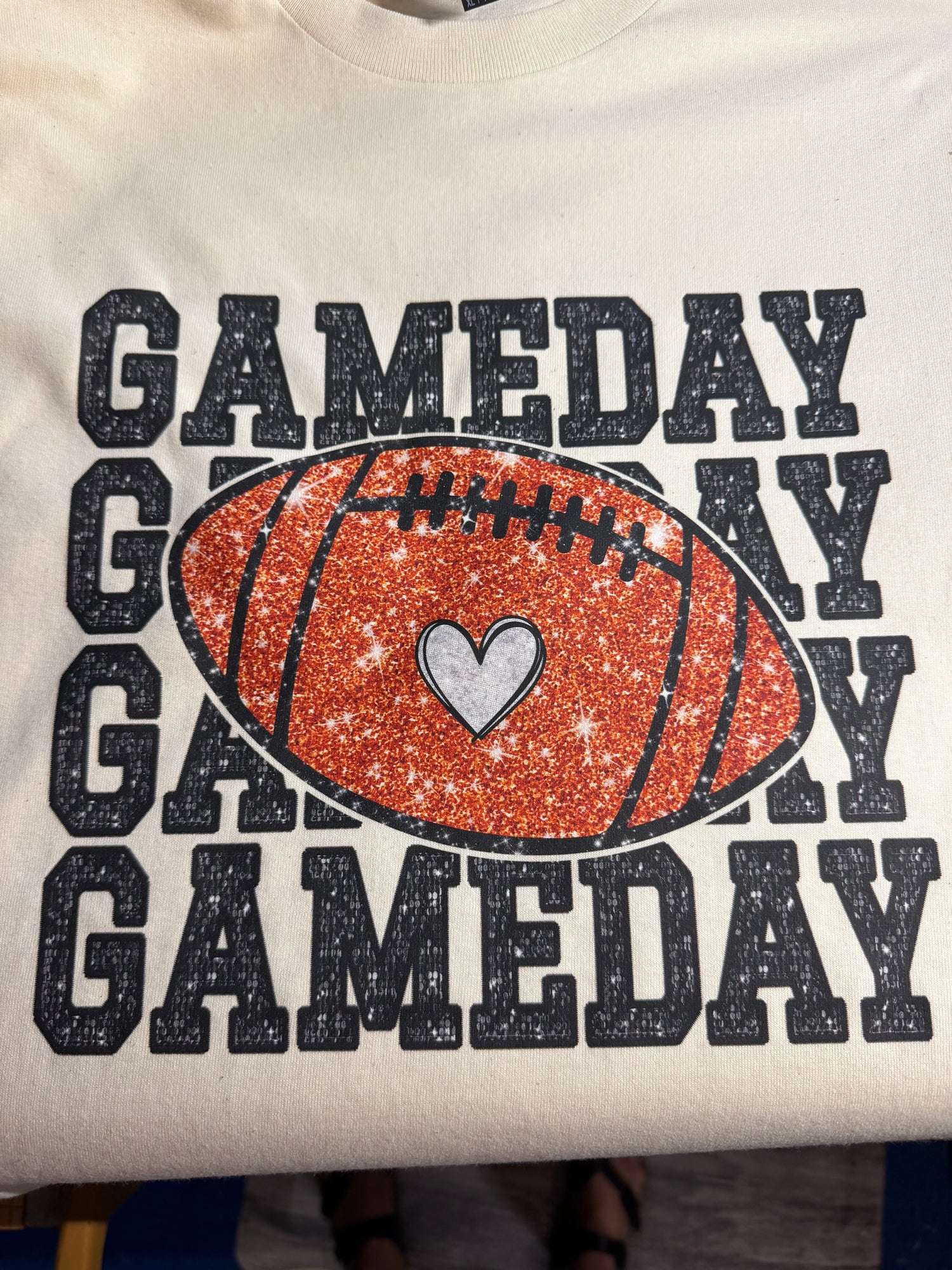 Game Day Football with Heart Graphic Tee