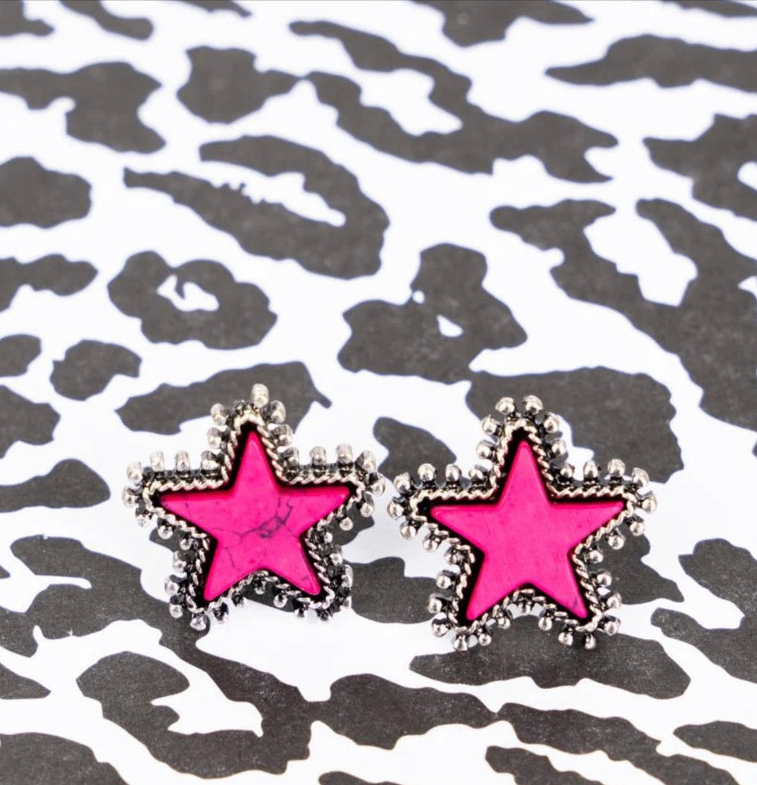 Turquoise or Fuchsia Star Stud Earrings