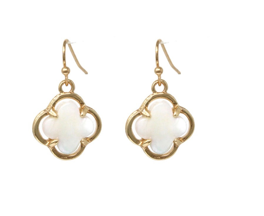White Pearl Pave Dangle Earrings