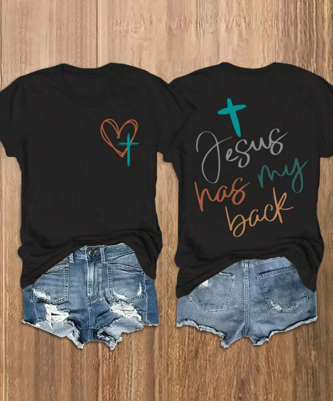 Emery Rose Jesus Has My Back Graphic Tee