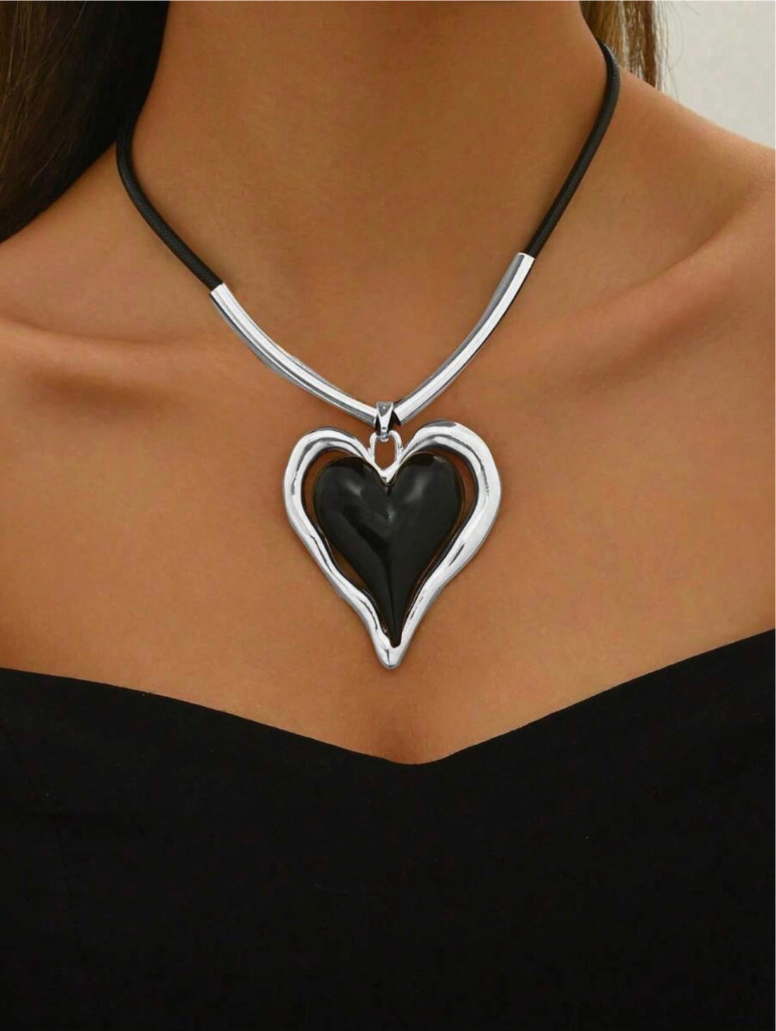 Heart Charm Punk Style Fashion Necklace