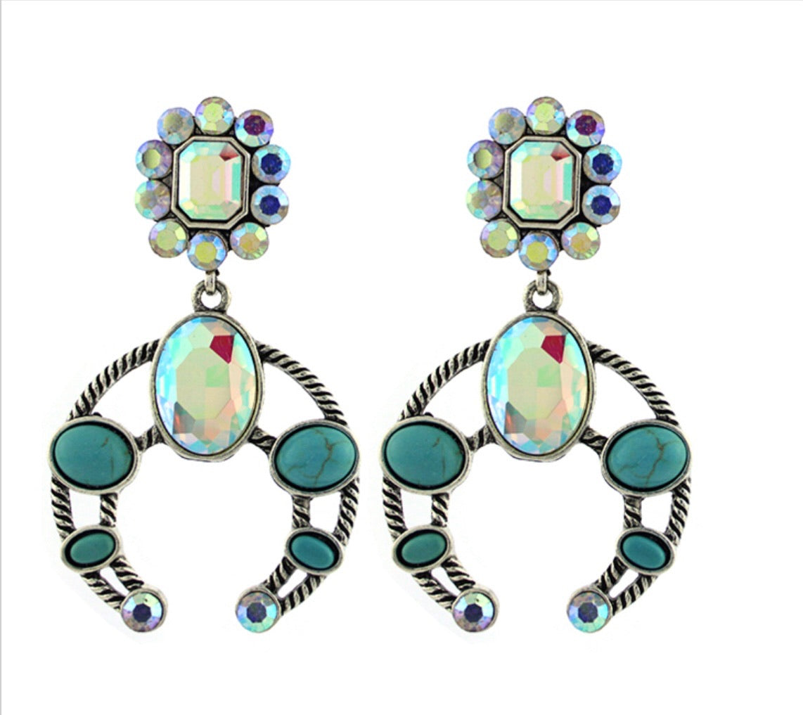 Iridescent SquashBlossom Dangle Earrings