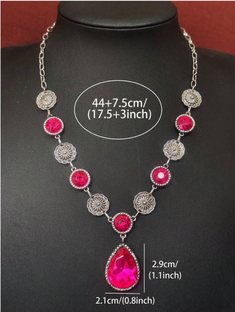 Magenta Stone Lariat Necklace