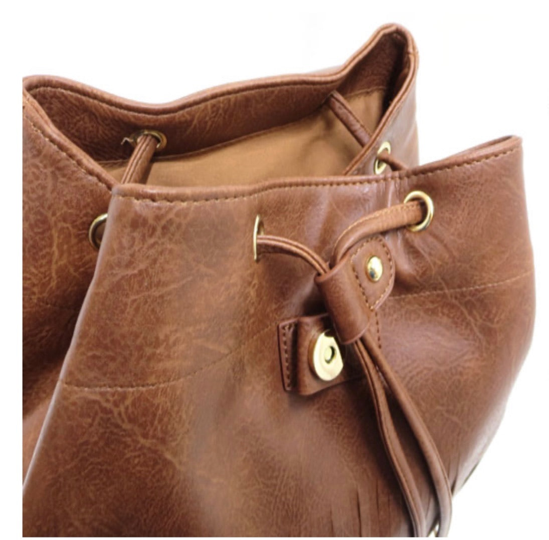 Drawstring Close Backpack with Magnetic Snap Closure