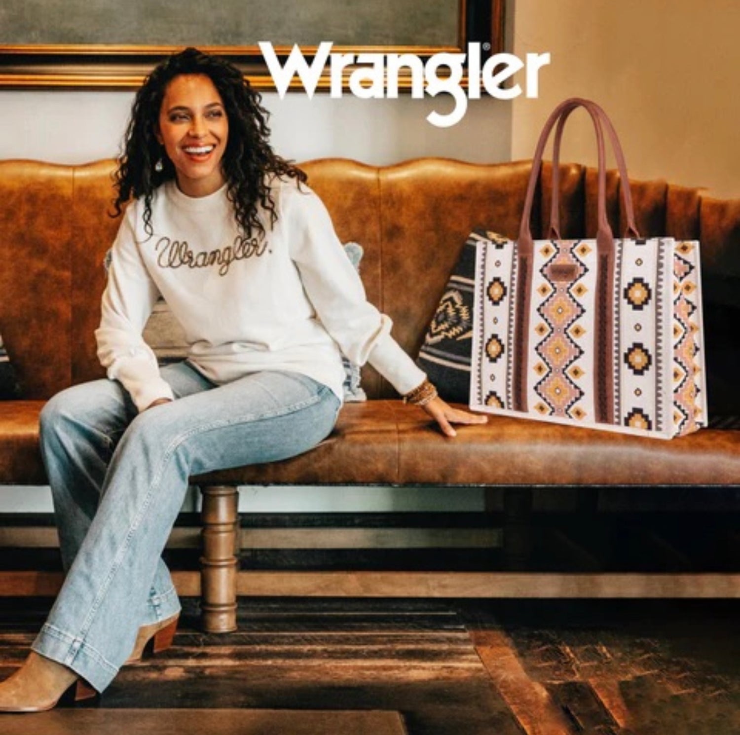 Wrangler Southwestern Dual Sided Print Canvas Tote