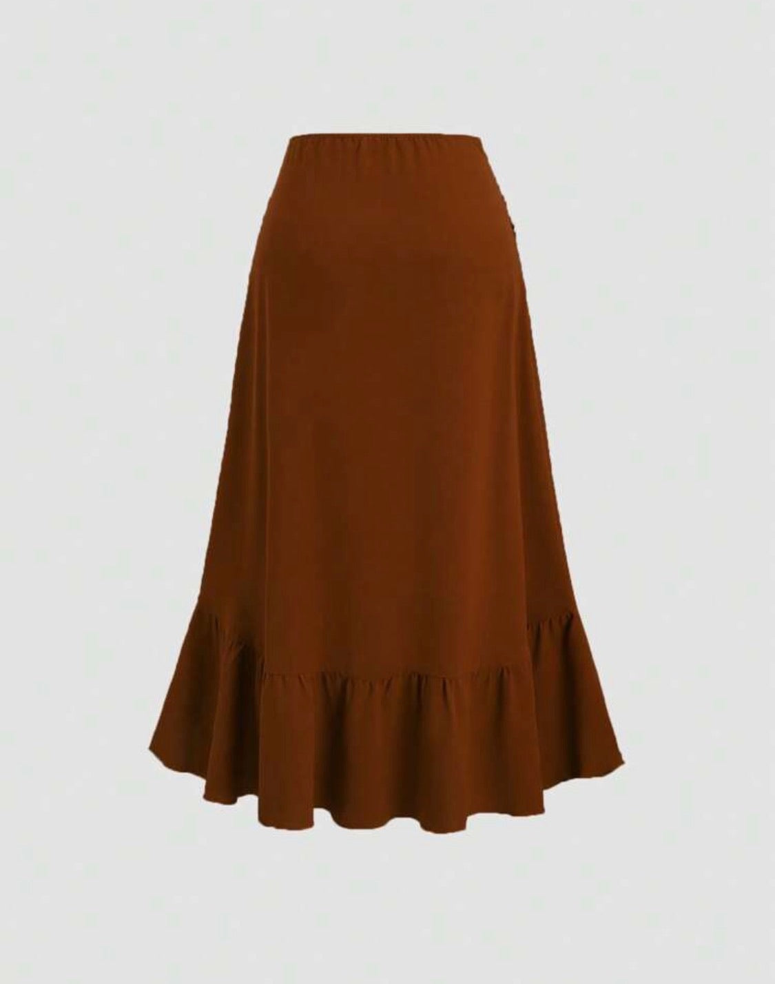 Rich Brown Summer Elegant High-Low Hemline Skirt