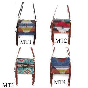 Small Tapestry Crossbody Purse with Fringe