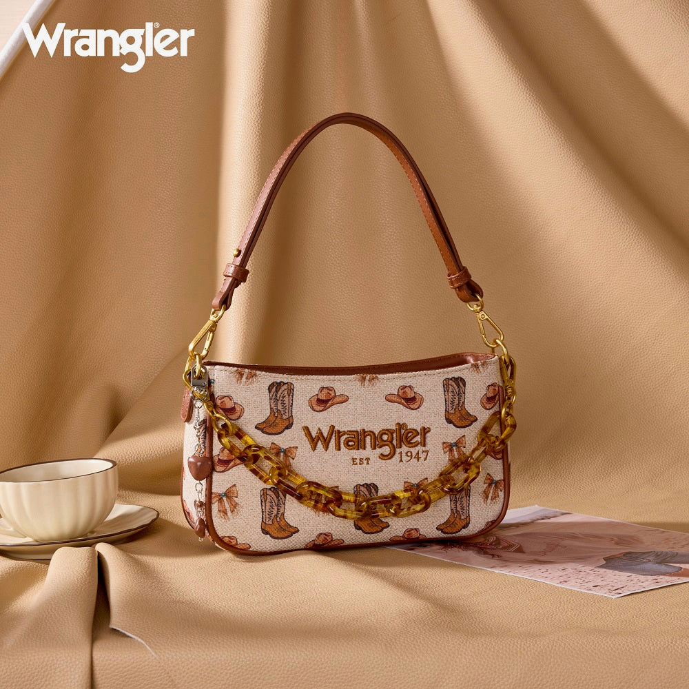 Wrangler Cowgirl Print Shoulder Handbag with Link Strap