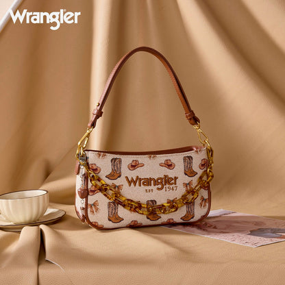 Wrangler Cowgirl Print Shoulder Handbag with Link Strap