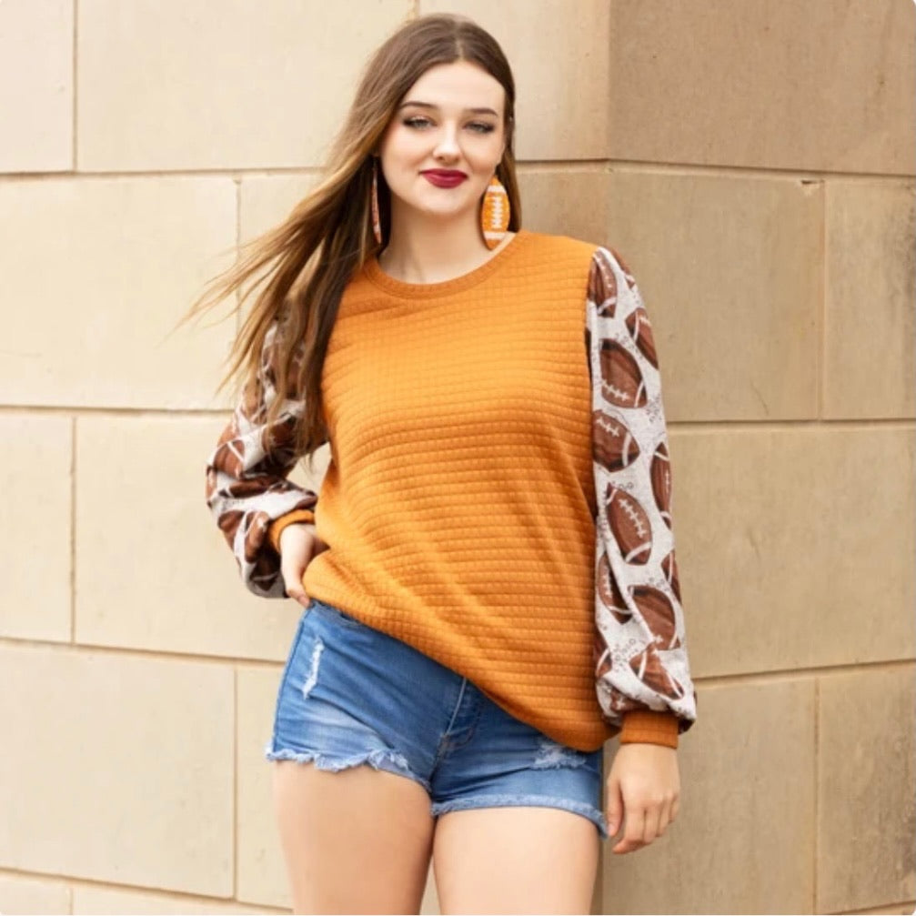 Football Game Day Waffle Knit Top