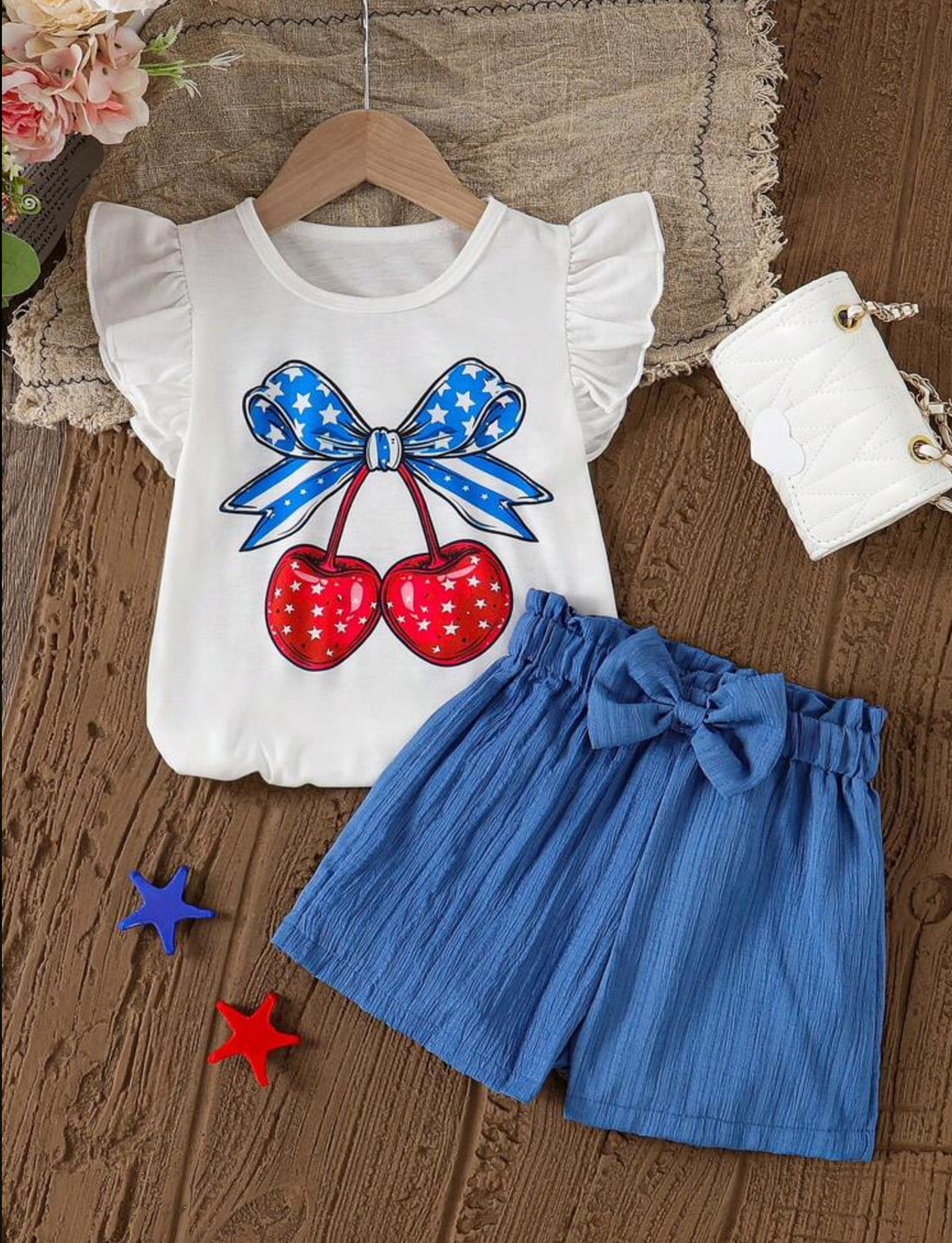 Girls American Cherries Summer Short Set