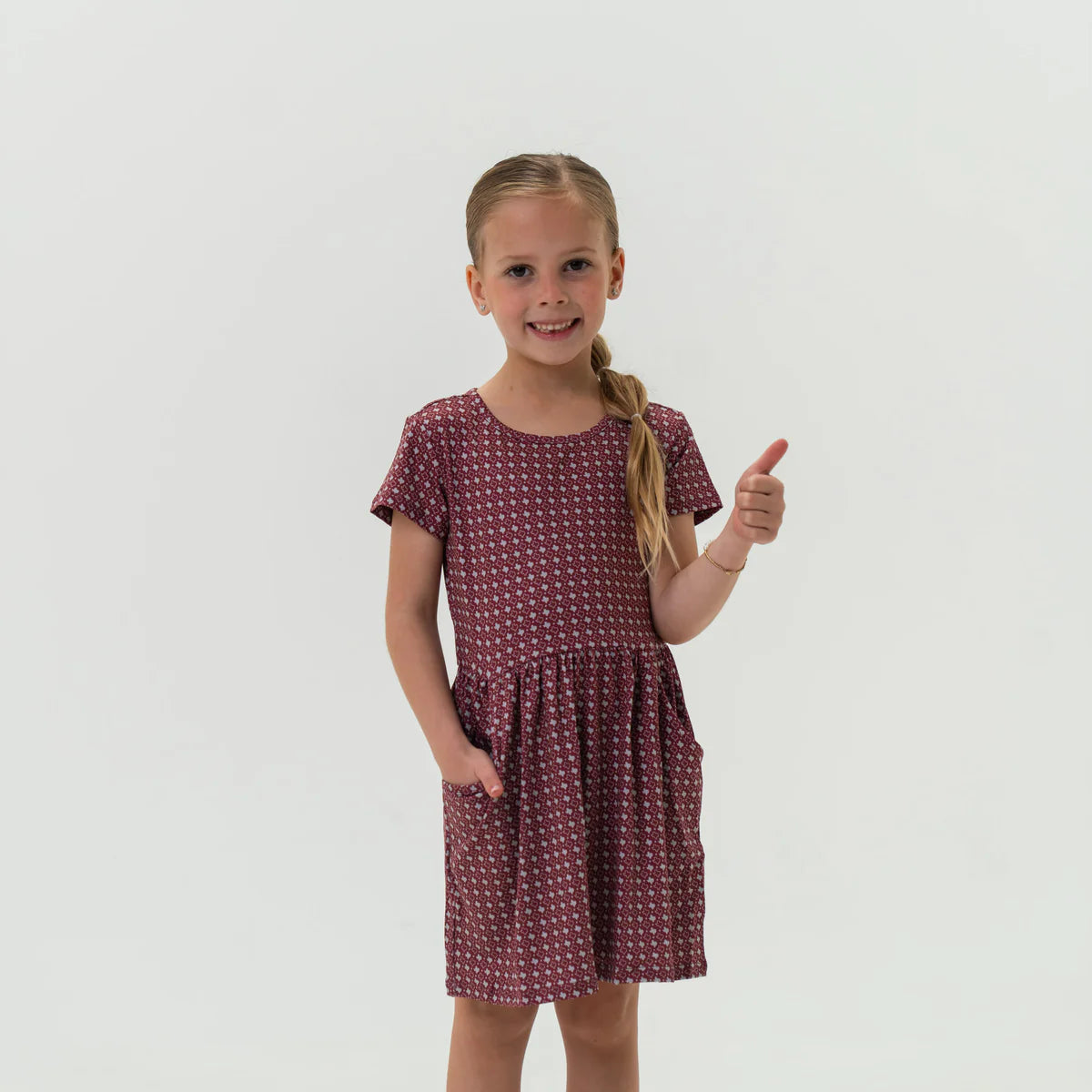 Burlebo Youth Moxie Dress w/pockets- Texas - Maroon &amp; Grey