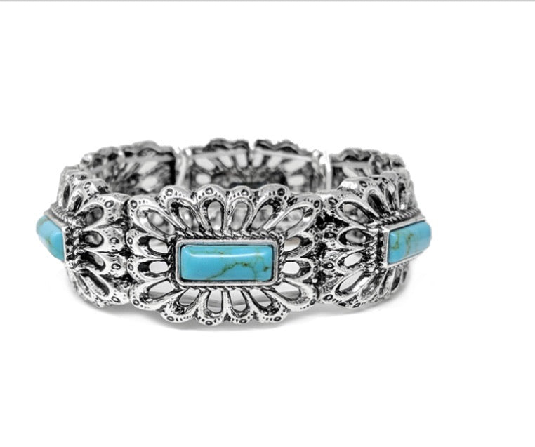 Turquoise Flower Stretch Bracelet
