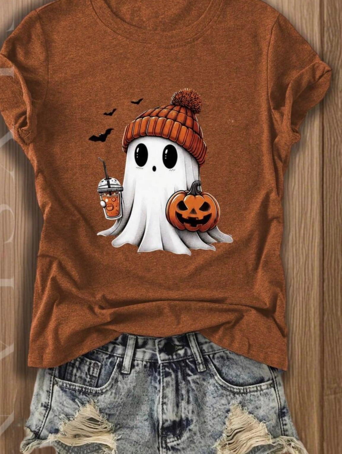 Casual Halloween Ghost Pumpkin Graphic Tee