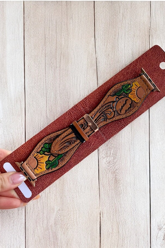 Tooled Leather Apple Watch Bands, 45mm
