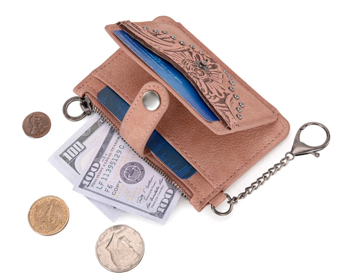 Montana West Floral Tooled Collection Key Ring Wallet