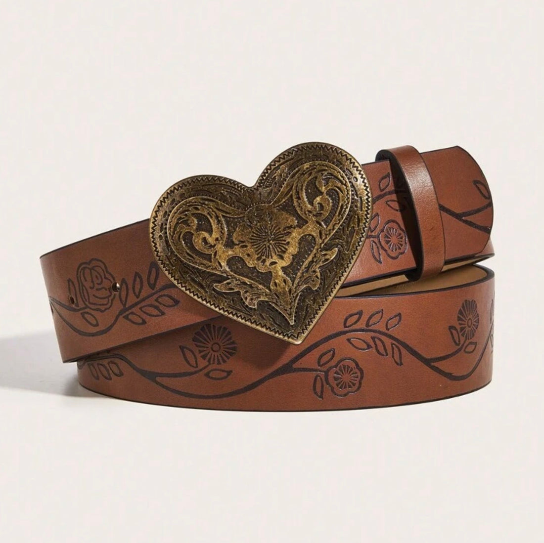 Retro Alloy Buckle Western Leather Belt