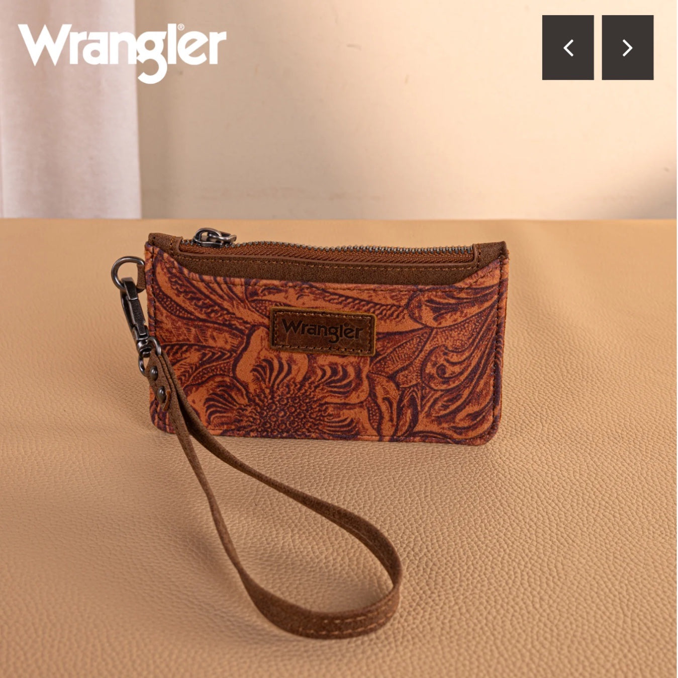 Wrangler Vintage Floral Velvet Print Mini Zip Card Case Wristlet